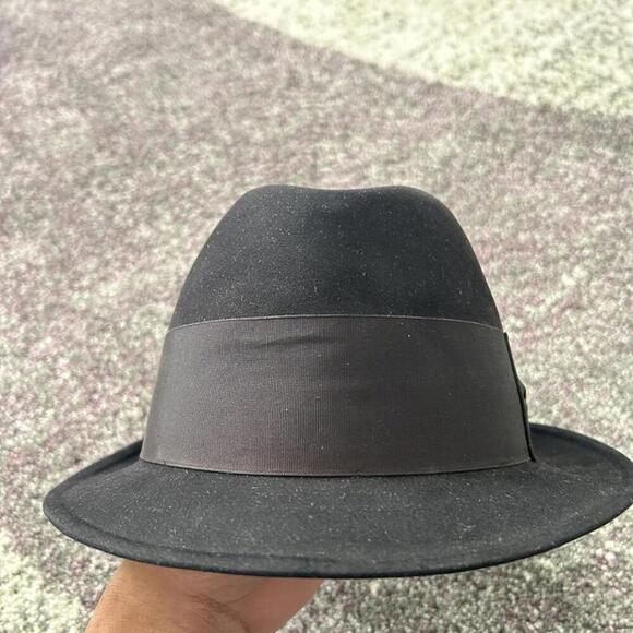 Classic Black Fedora Hat with Ribbon Band - Picture 2 of 5